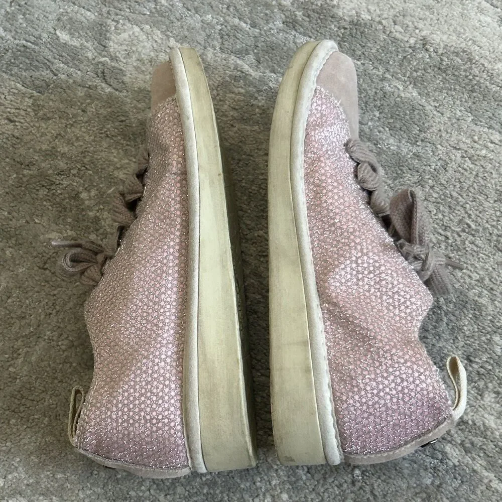 Panchic Shoes Girls 3.5 Leather Sneakers Pink Glitter Made In Italy Lace Up